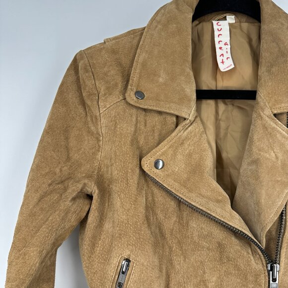 Current‎ Air Genuine Leather Suede Moto Jacket Camel Tan Small - Picture 3 of 10